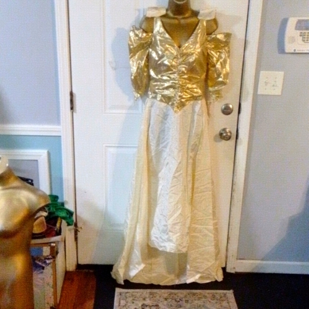 Vintage Metallic Gold maxi gown dress